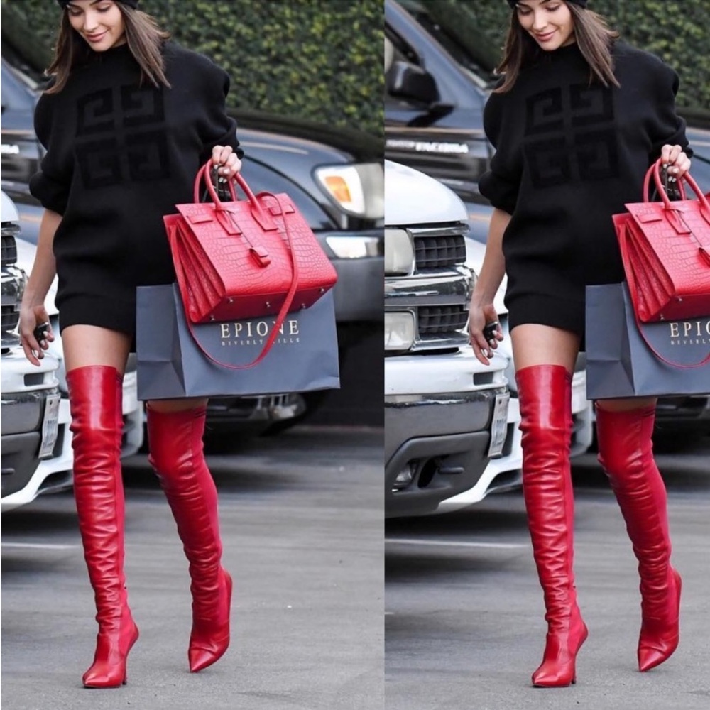 Steve Madden red suede over-the-knee boots (as 8) NEW